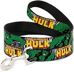 Buckle-Down Marvel Comics The Incredible Hulk Action Poses Stacked Comics Polyester Dog Leash, Green, 6-ft long, 1-in wide