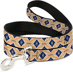 Buckle-Down Harry Potter Butterbeer Diamond Logo Polyester Dog Leash, Yellow, 4-ft long, 1-in wide