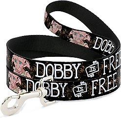 Buckle-Down Warner Bros. Dobby Is Free 3 Dobby Poses Star Swirls Polyester Dog Leash, Black, 4-ft long, 1-in wide
