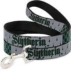 Buckle-Down Warner Bros. Harry Potter Slytherin Checker Blocks Polyester Dog Leash, Green, 6-ft long, 1-in wide