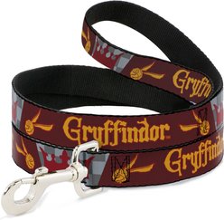 Buckle-Down Warner Bros. Harry Potter Gryffindor Quiditch Ball Crown Polyester Dog Leash, Red, 6-ft long, 1-in wide