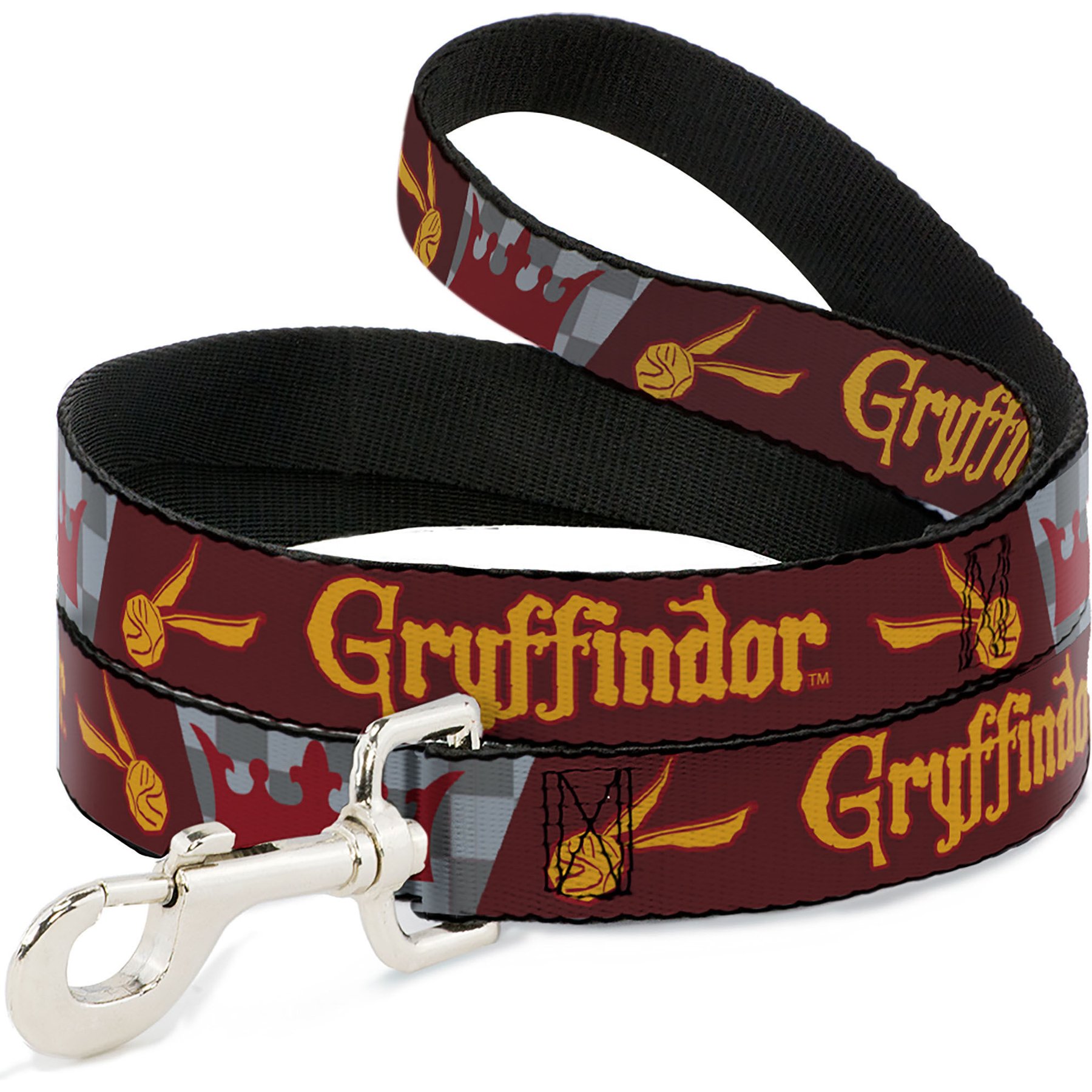 Buckle-Down Warner Bros. Harry Potter Gryffindor Quiditch Ball Crown Polyester Dog Leash, Red, 4-ft long, 1-in wide
