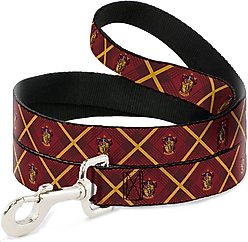 Buckle-Down Harry Potter Gryffindor Crest Plaid Polyester Dog Leash, 6-ft long, 1-in wide