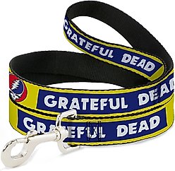 Buckle-Down Grateful Dead Text Box & Steal Your Face Logo Polyester Dog Leash, 6-ft long, 1-in wide
