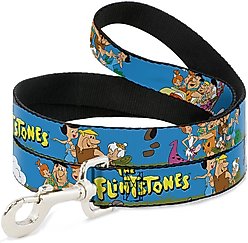 Buckle-Down The Flintstones The Flintstones & Rubbles Group Pose Logo Polyester Dog Leash, Blue, 6-ft long, 1-in wide
