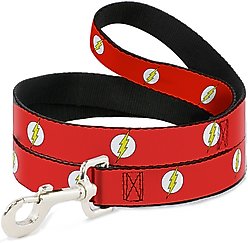 Buckle-Down DC Comics Flash Logo Polyester Dog Leash, Red, 6-ft long, 1-in wide