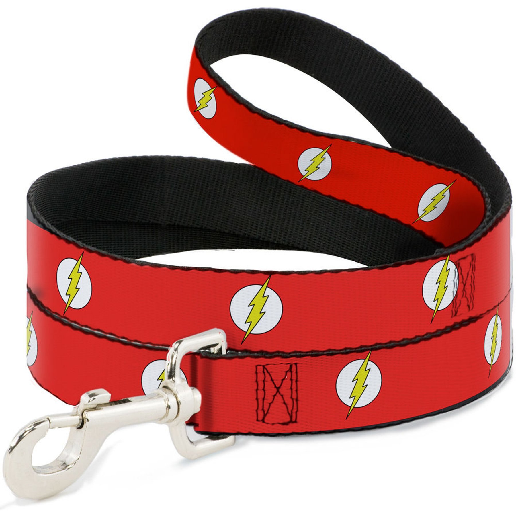 Buckle-Down DC Comics Flash Logo Polyester Dog Leash, Red, 6-ft long, 1-in wide