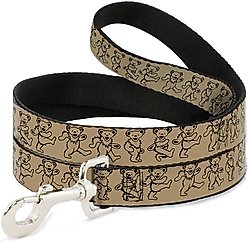 Buckle-Down Grateful Dead Dancing Bears Polyester Dog Leash, Beige, 6-ft long, 1-in wide