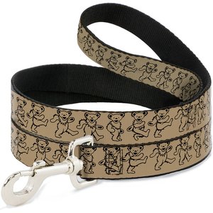 Buckle-Down Grateful Dead Dancing Bears Polyester Dog Leash, Beige, 6-ft long, 1-in wide
