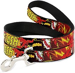 Buckle-Down DC Comics The Flash Boom Kaboom Polyester Dog Leash, Red, 6-ft long, 1-in wide