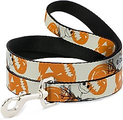 Buckle-Down Disney The Nightmare Before Christmas Jack Pose & Pumpkins Collage Polyester Dog Leash, Orange, 6-ft long, 1-in wide