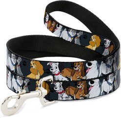 Buckle-Down Disney Dogs Group Collage Paws Polyester Dog Leash, Black, 6-ft long, 1-in wide
