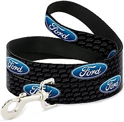 Buckle-Down Ford Oval Repeat Text Polyester Dog Leash, Blue, 6-ft long, 1-in wide