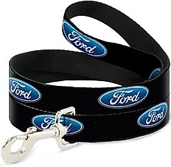 Buckle-Down Ford Oval Logo Repeat Polyester Dog Leash, Blue, 6-ft long, 1-in wide
