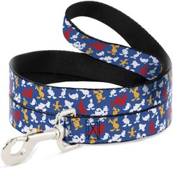Buckle-Down Disney Donald Duck Face Poses Scattered Polyester Dog Leash, Blue, 6-ft long, 1-in wide