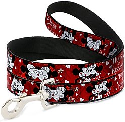 Buckle-Down Disney Mickey Minnie Hugs Kisses Poses Polyester Dog Leash, Red, 6-ft long, 1-in wide slide 1 of 6