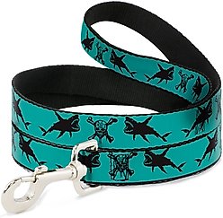 Buckle-Down Disney Pirates Skull Crossbones Sharks Polyester Dog Leash, Black, 6-ft long, 1-in wide