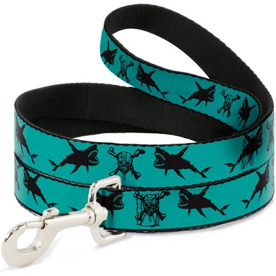 Buckle-Down Buckle-Down Disney Pirates Skull Crossbones Sharks Polyester Dog Leash, Black, 6-ft long, 1-in wide