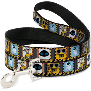 Buckle-Down Disney Wall E Eve Pose Face Hazard Blocks Polyester Dog Leash, 4-ft long, 1-in wide