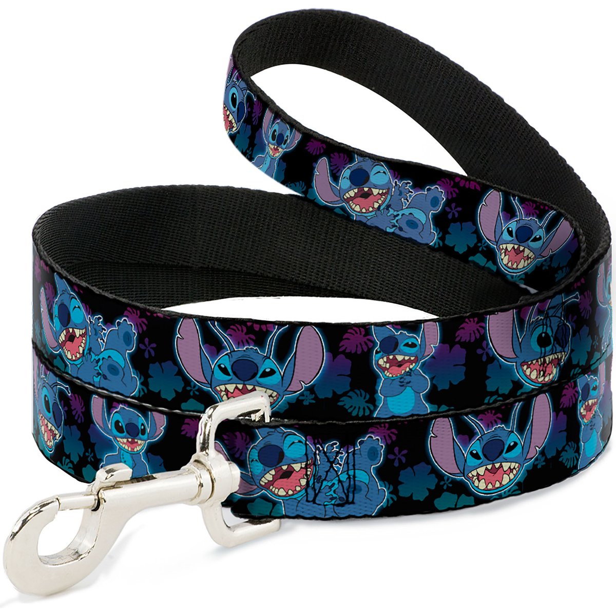 Buckle-Down Disney Stitch Expressions & Poses Tropical Fade Polyester Dog Leash, Blue, 4-ft long, 1-in wide