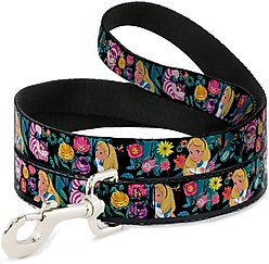 Buckle-Down Disney Alice Cheshire Cat Flowers Poses Polyester Dog Leash, 6-ft long, 1-in wide