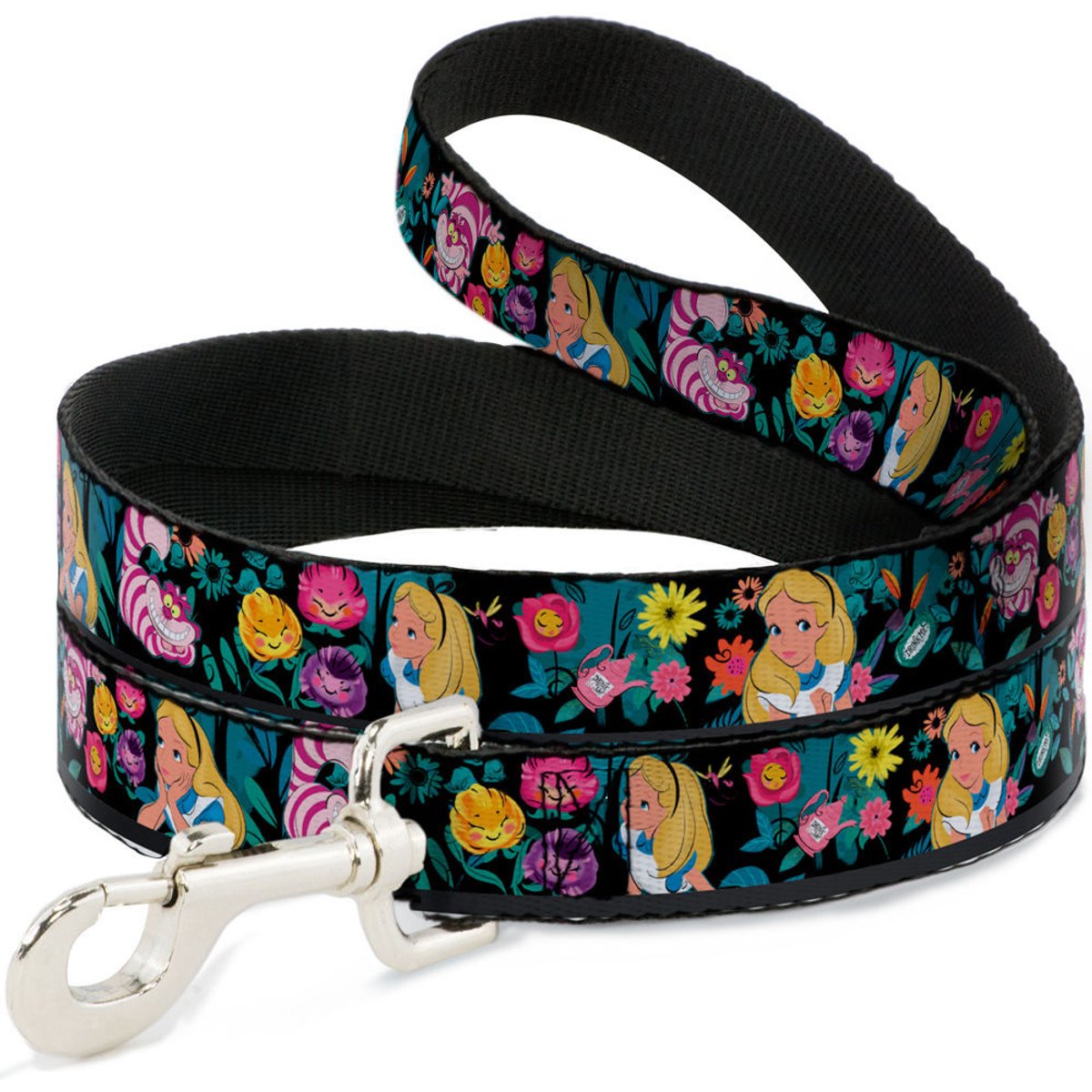 Buckle-Down Disney Alice Cheshire Cat Flowers Poses Polyester Dog Leash, 6-ft long, 1-in wide