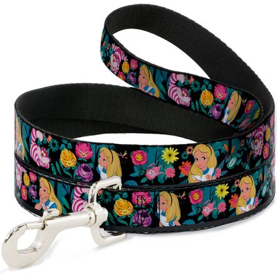 Buckle-Down Buckle-Down Disney Alice Cheshire Cat Flowers Poses Polyester Dog Leash, 6-ft long, 1-in wide