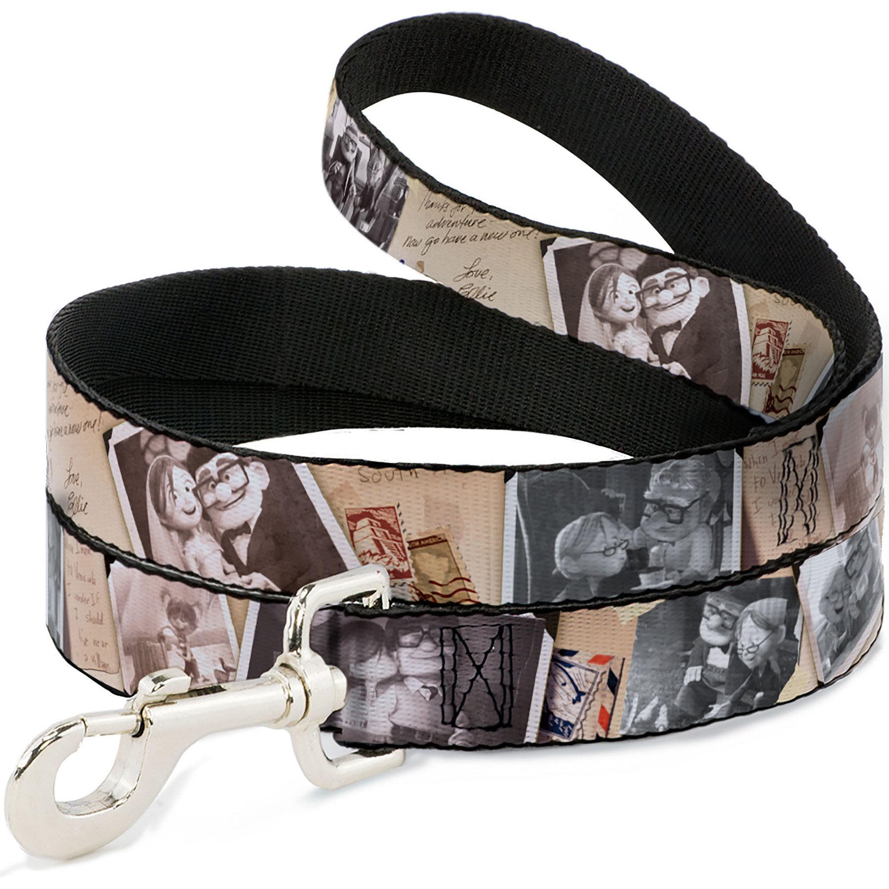 Buckle-Down Disney Up Adventure Book Snapshots Post Cards Polyester Dog Leash, Beige, 4-ft long, 1-in wide