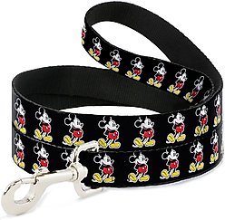 Buckle-Down Disney Classic Mickey Mouse Pose Polyester Dog Leash, Black, 6-ft long, 1-in wide