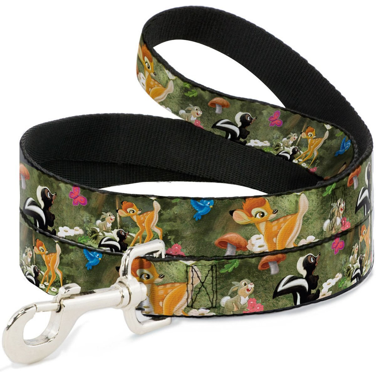 Buckle-Down Bambi Friends Scene Polyester Dog Leash, Green, 6-ft long, 1-in wide