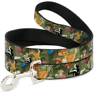 Buckle-Down Buckle-Down Bambi Friends Scene Polyester Dog Leash, Green, 6-ft long, 1-in wide