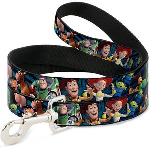 Buckle-Down Toy Story Characters Running Denim Rays Polyester Dog Leash, 4-ft long, 1-in wide