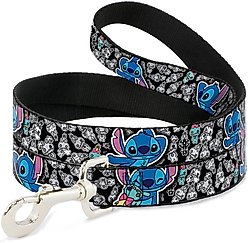 Buckle-Down Stitch Poses Mini Scrump Scattered Polyester Dog Leash, Grey, 6-ft long, 1-in wide