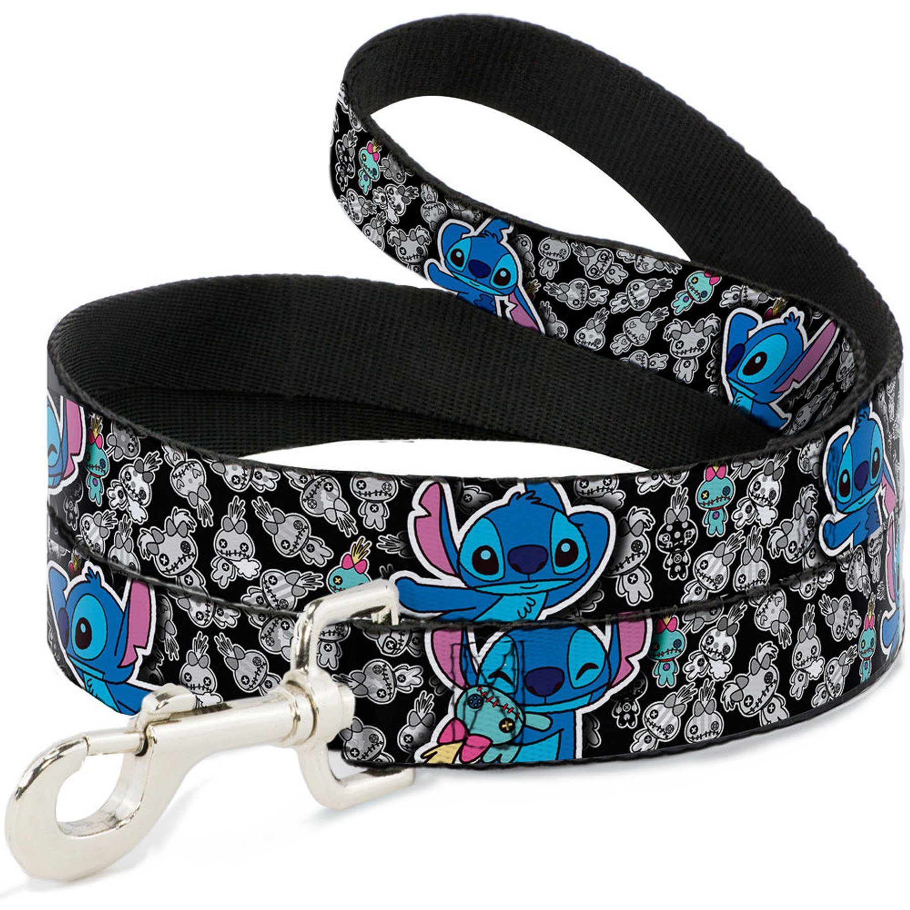 Buckle-Down Stitch Poses Mini Scrump Scattered Polyester Dog Leash, Grey, 6-ft long, 1-in wide