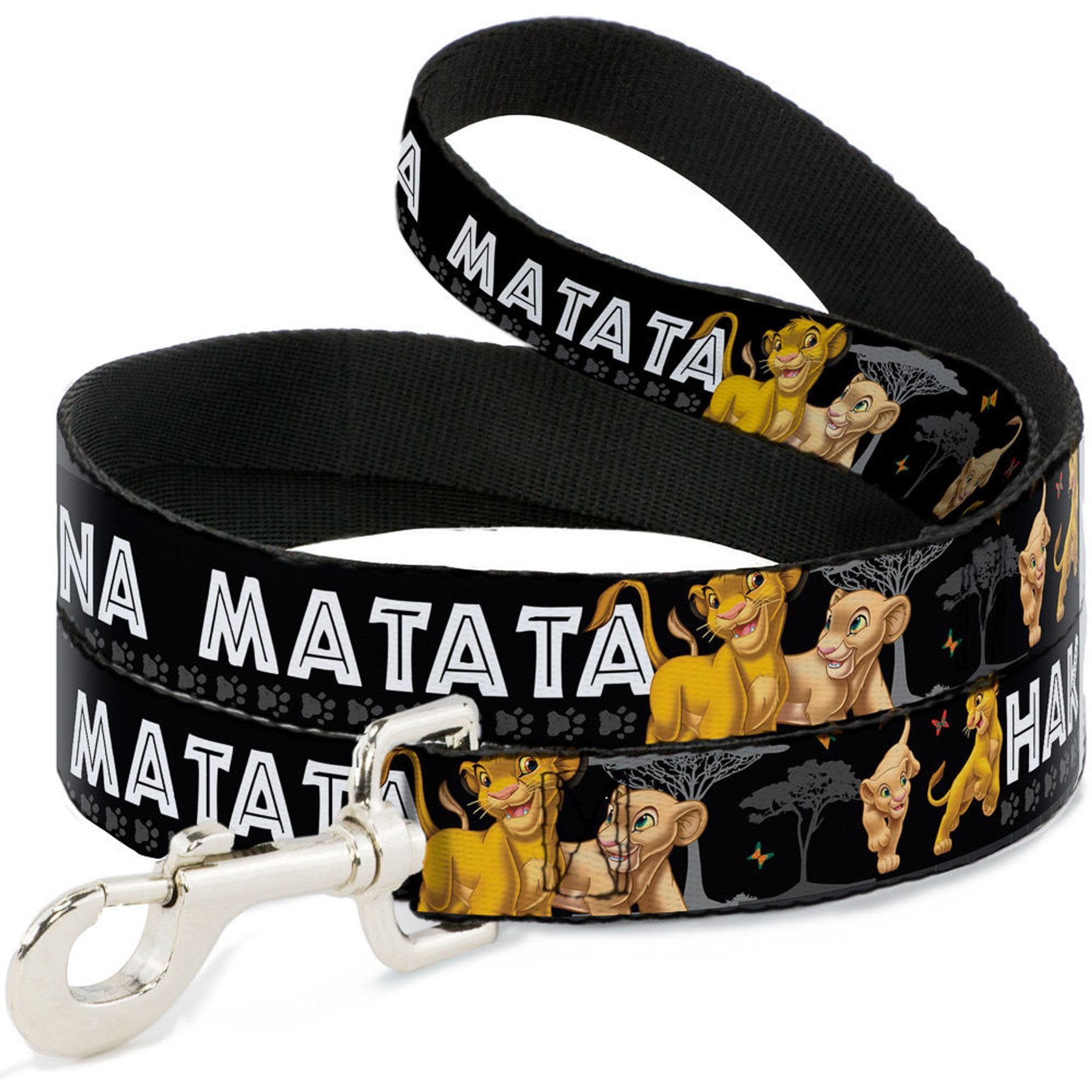 Buckle-Down Lion King Simba Nala Hakuna Matata Polyester Dog Leash, Black, 4-ft long, 1-in wide