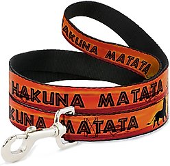 Buckle-Down Lion King Hakuna Matata Sunset Polyester Dog Leash, Orange, 6-ft long, 1-in wide