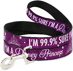 Buckle-Down I'm 99.9% Sure I'm A Disney Princess Polyester Dog Leash, Purple, 4-ft long, 1-in wide