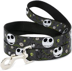 Buckle-Down Nightmare Before Christmas Jack Expressions Halloween Polyester Dog Leash, Grey, 6-ft long, 1-in wide