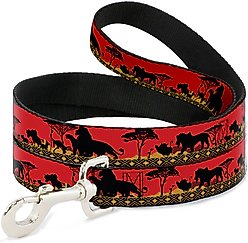 Buckle-Down Mufasa Simba Just Can't Wait to Be King Family Silhouette Polyester Dog Leash, Red, 6-ft long, 1-in wide slide 1 of 6