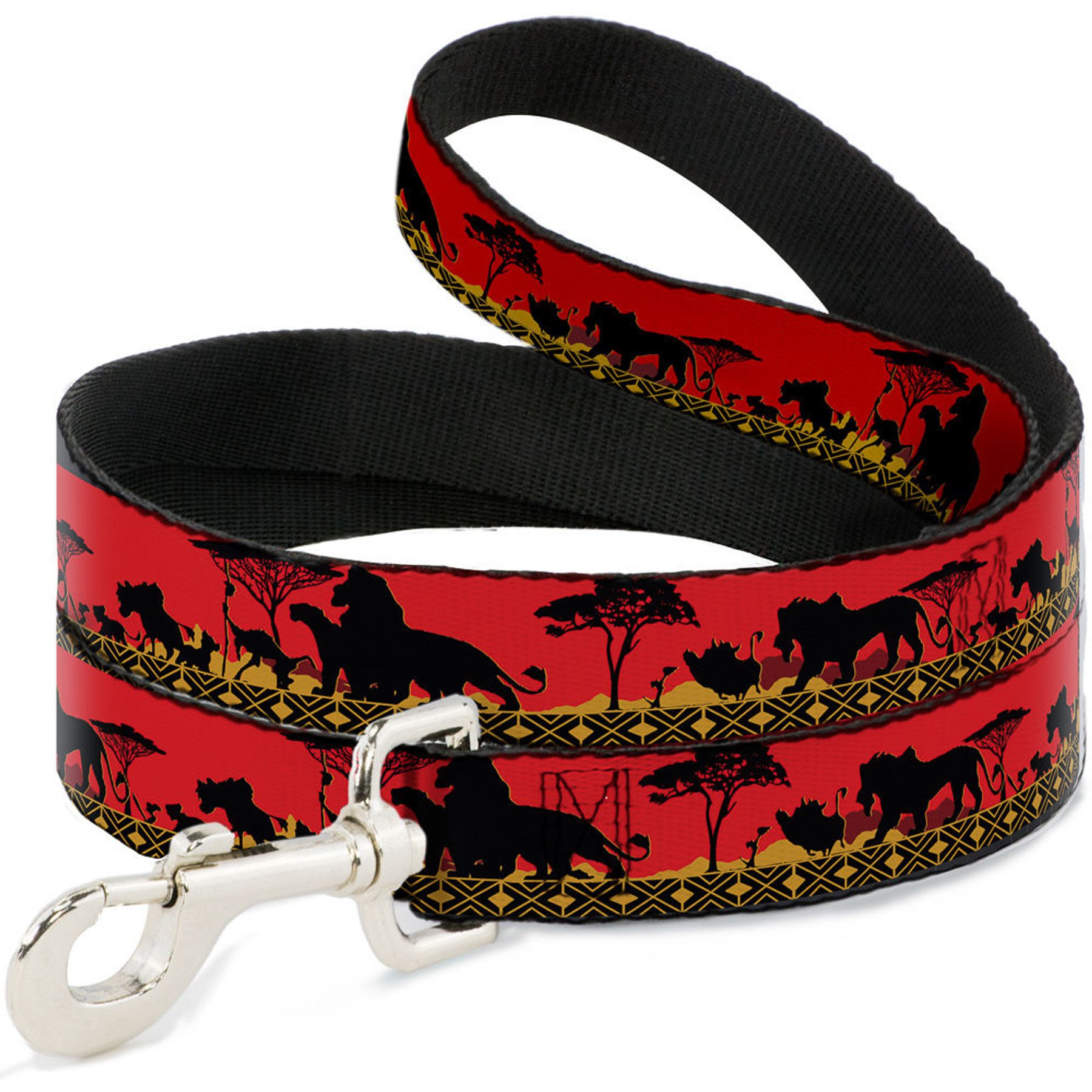 Buckle-Down Mufasa Simba Just Can't Wait to Be King Family Silhouette Polyester Dog Leash, Red, 4-ft long, 1-in wide