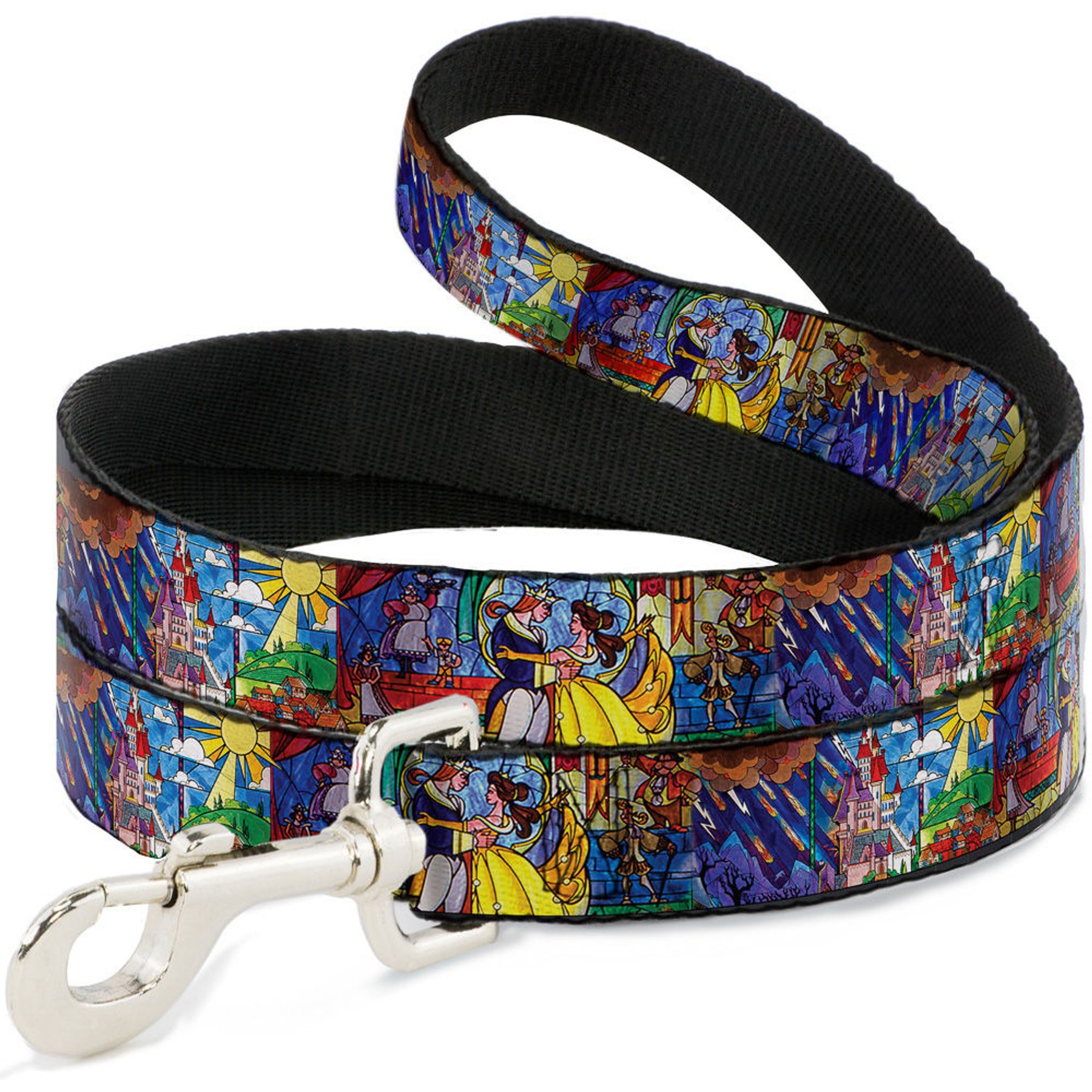 Buckle-Down Beauty & the Beast Stained Glass Scenes Polyester Dog Leash, 4-ft long, 1-in wide