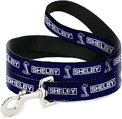 Buckle-Down Carroll Shelby Box Logo & Super Snake Cobra Polyester Dog Leash, Blue, 4-ft long, 1-in wide slide 1 of 6