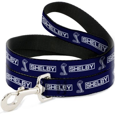 Buckle-Down Buckle-Down Carroll Shelby Box Logo & Super Snake Cobra Polyester Dog Leash, Blue, 6-ft long, 1-in wide