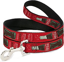 Buckle-Down Coca-Cola Vintage Delicious Go Refreshed & Bottle Polyester Dog Leash, Red, 4-ft long, 1-in wide