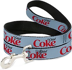Buckle-Down Diet Coke Logo Polyester Dog Leash, Grey, 4-ft long, 1-in wide