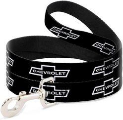 Buckle-Down GM 1965 Chevrolet Bowtie Polyester Dog Leash, Black, 6-ft long, 1-in wide