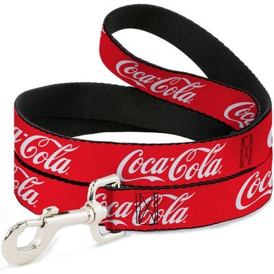 Buckle-Down Buckle-Down Coca-Cola Script Logo Red White Polyester Dog Leash, Red, 4-ft long, 1-in wide