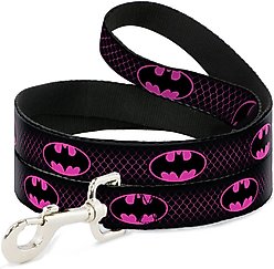 Buckle-Down DC Comics Batman Shield Chain-Link Polyester Dog Leash, Pink, 4-ft long, 1-in wide slide 1 of 6