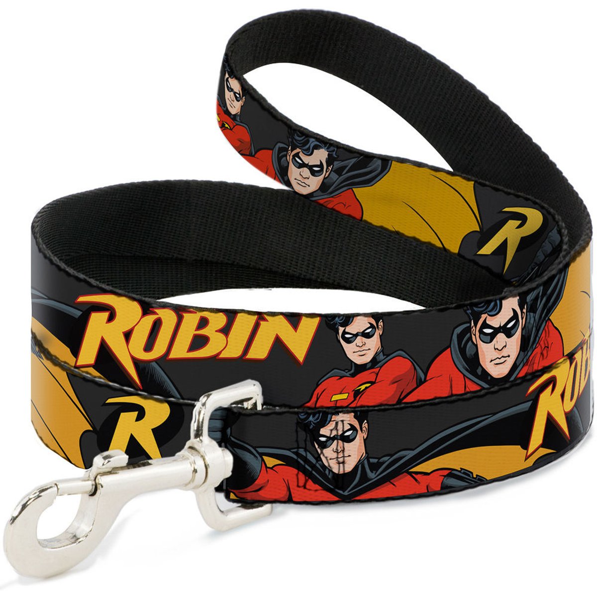 Buckle-Down DC Comics Robin Poses Gray Polyester Dog Leash, Grey, 4-ft long, 1-in wide