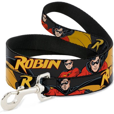 Buckle-Down Buckle-Down DC Comics Robin Poses Gray Polyester Dog Leash, Grey, 4-ft long, 1-in wide